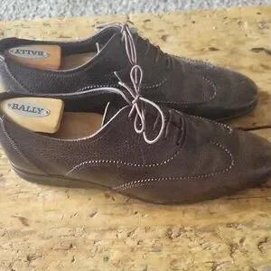 Salvatore Ferragamo Brown Leather Oxford Derbys with Wingtip Design Vintage Salvatore Ferragamo Men Shoes 90s, Brown Shoes Size  main image 2